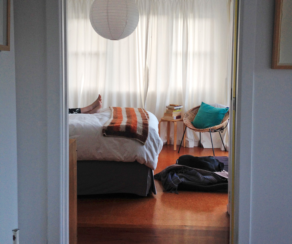 An afternoon nap in the newly painted bedroom.