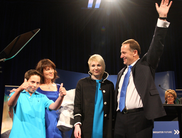 The Keys on election night 2008: Max, mother Bronagh, sister Stephie and father John.