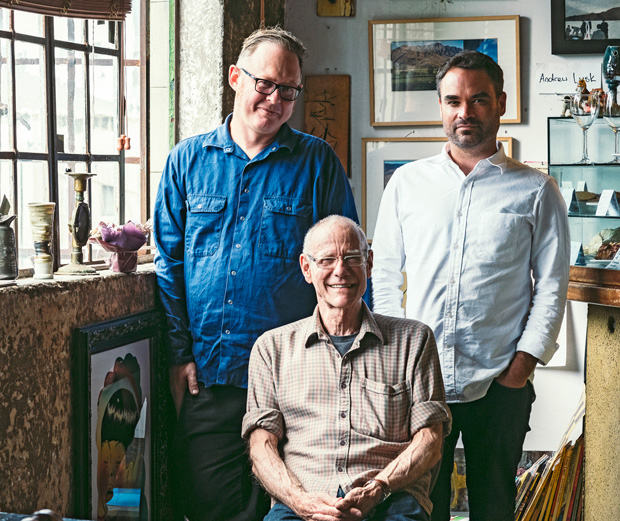 Wine cellar owner Rohan Evans (left), Alleluya cafe founder Peter Hawkesby (seated) and Architect Dom Glamuzina.