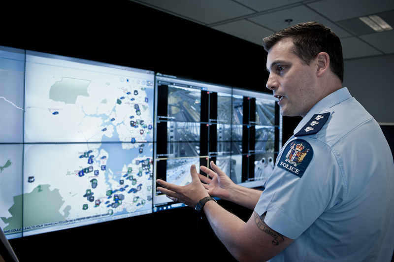 Inspector Rob Cochrane at the Waitemata District Command Centre. Photo by Simon Young.
