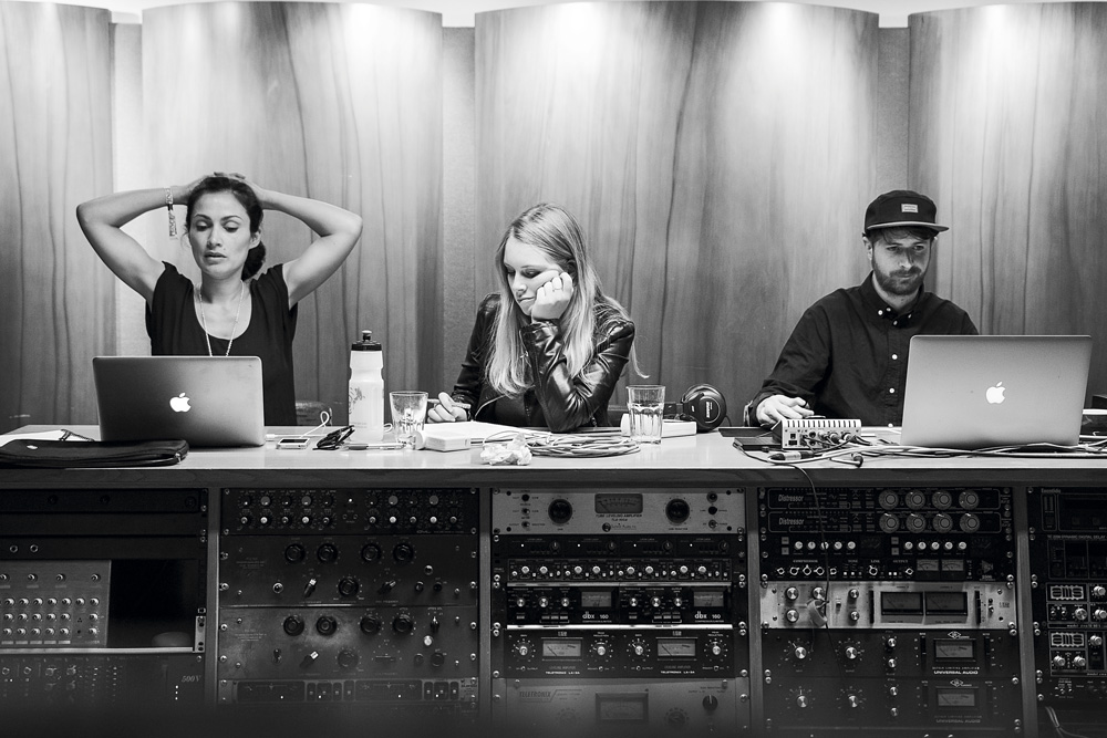 from left: Anna Coddington, Campbell and producer Josh Fountain.