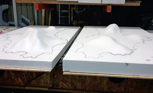 Fabrication of the New Zealand Institute of Architects exhibition “Islands” at Core Builders Composites factory in Warkworth.