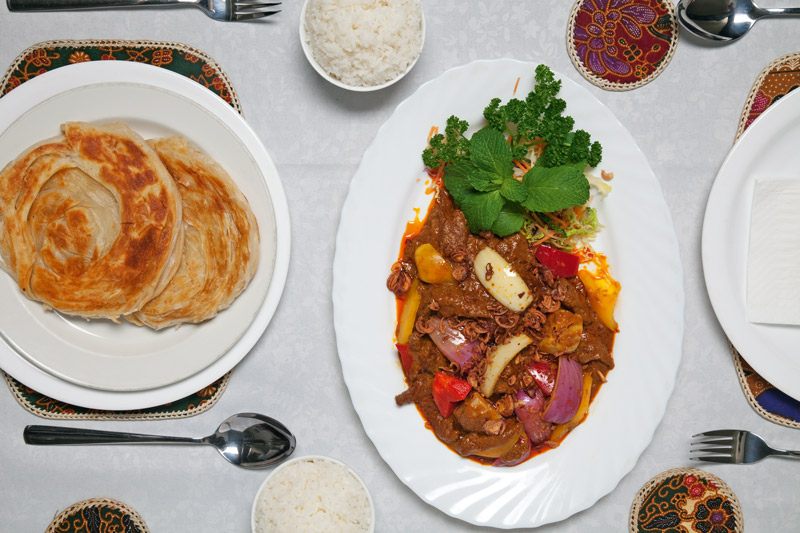 Dishes at Sri Pinang restaurant, Auckland