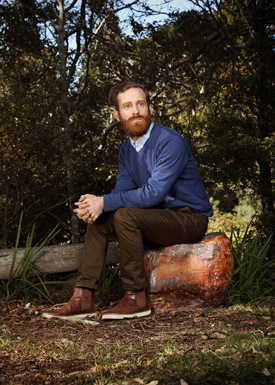 Finn McCahon-Jones on the stool made by his grandmother Anne. Photo/Meek Zuiderwyk 