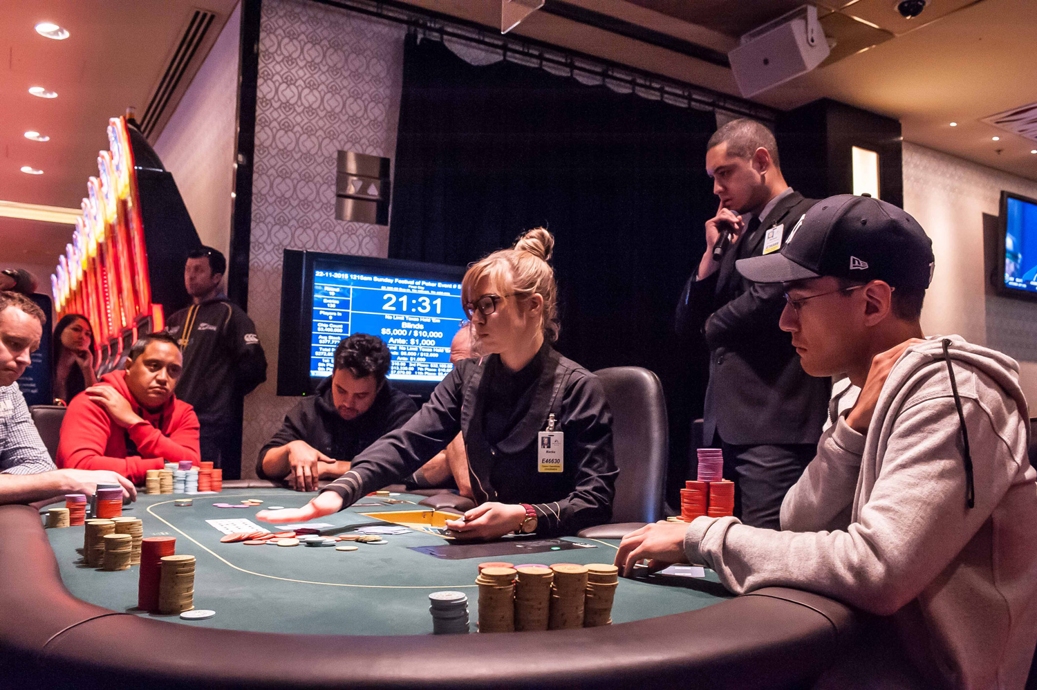 Tamihana and Lowrie face off at the main event's final table.