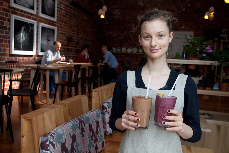 Waitress at Little Bird Unbakery, Auckland