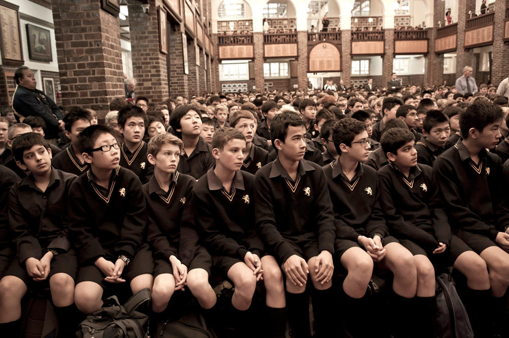 Auckland Grammar School assembly. Photo: Simon Young.