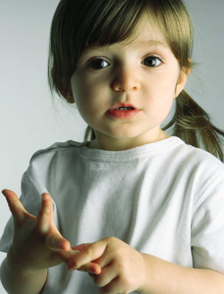 young girl counting