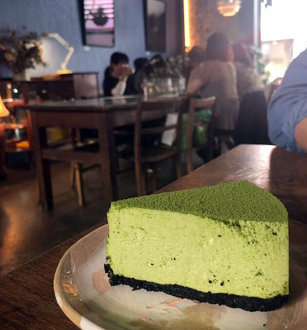 Matcha cheesecake at Camper Coffee. Photo: JT