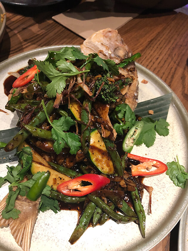 Fried snapper at Soho.