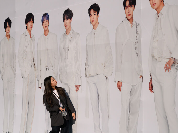 BTS on a poster. Photo: Getty