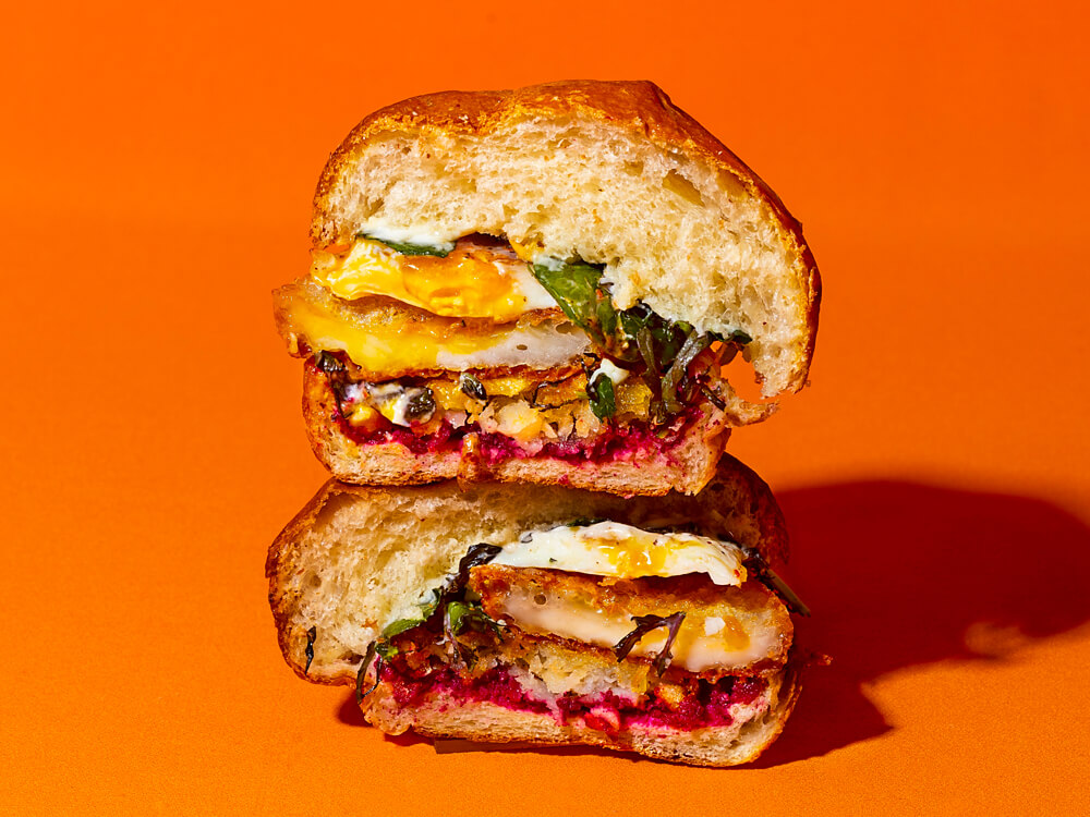 The halloumi, hash and egg bap from Baby. Photo: Angie Humphreys
