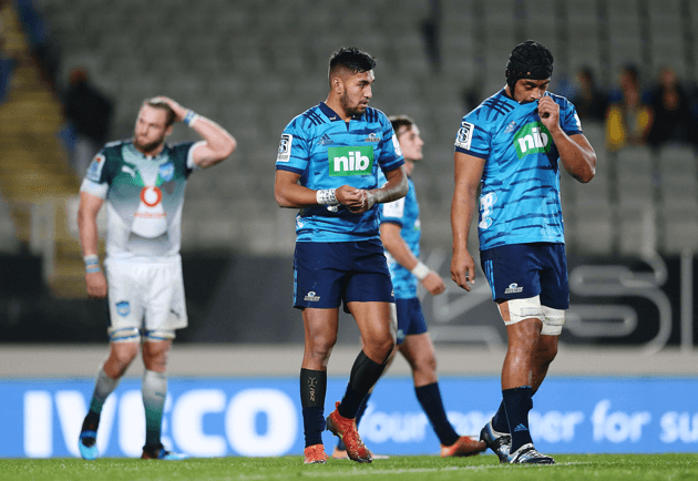 The Blues and the Bulls play to a largely empty Eden Park stadium. Photo: Getty
