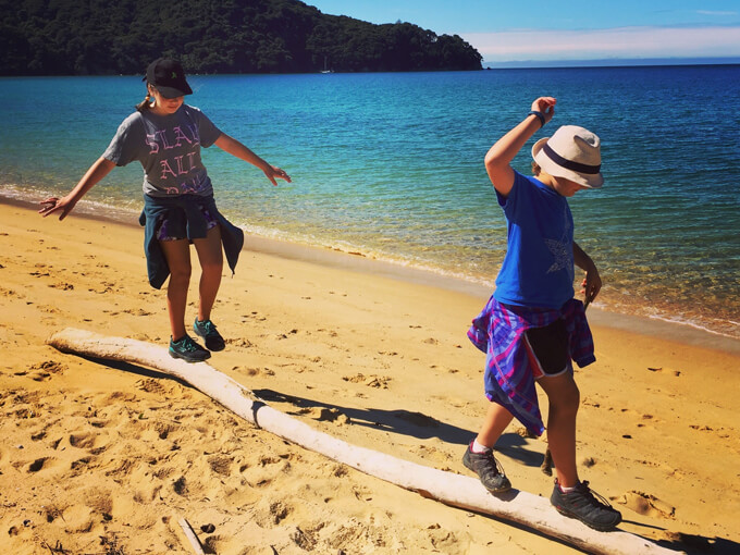 Kois' daughters Harper and Lyra on the Abel Tasman track. New Zealand was the family's favourite place. Photo: Supplied