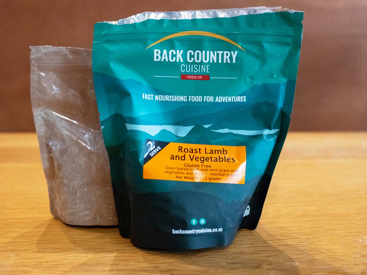 The packs of soon-to-be food waiting with hot water inside. Photo: Alex Blackwood. 